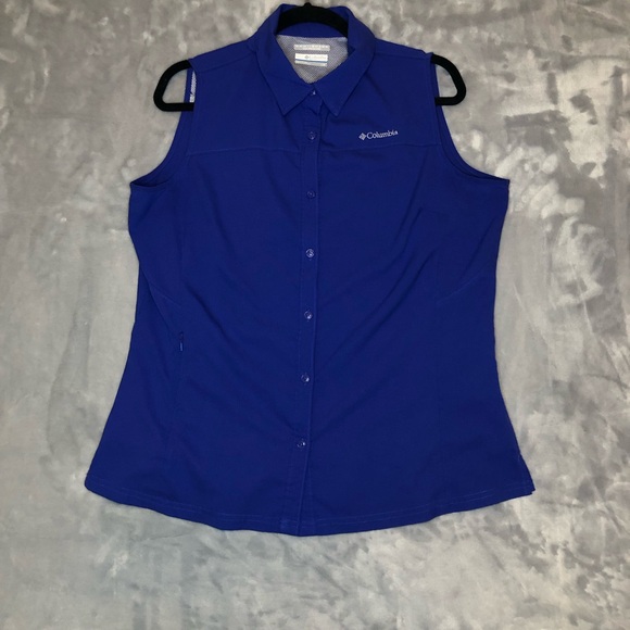 Columbia Omni Shade Sun Protector Sleeveless Button Up Blouse Purple Size Large - Picture 7 of 7